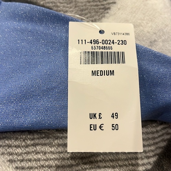 NWT Abercrombie & Fitch Blue Shimmer Bikini Top Medium M underwire wide strap - Picture 6 of 9